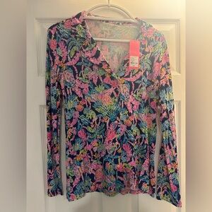 Lilly Pulitzer PJ Knit LS Button Up Top – Oyster Bay Navy “ – NWT (Size Small)